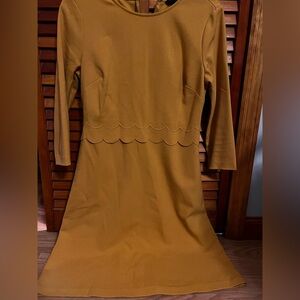 Banana Republic Mustard Scalloped Hem Dress